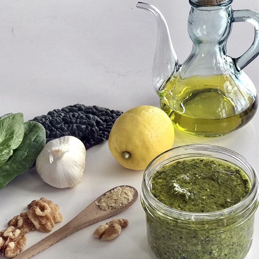 lemon basil kale pesto vegan