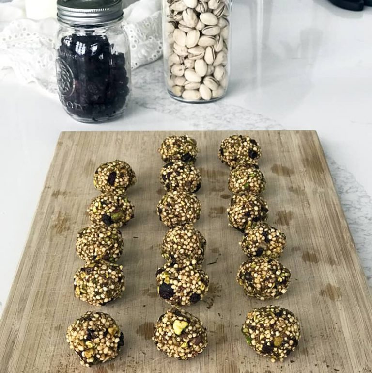 Pistachio cranberry energy balls